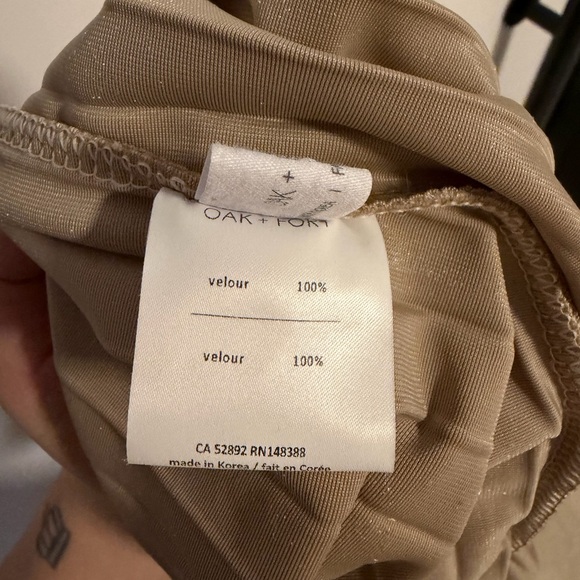 OAK & FORT Gold Velour Pleated Skirt - Picture 5 of 6